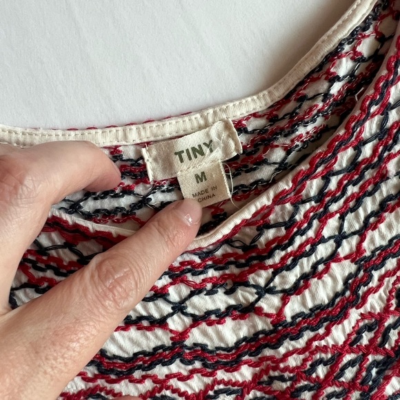 Anthropologie boho top tank cotton embroidered Mexican natural fibers size M - Picture 3 of 6